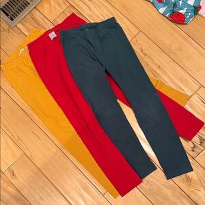 Hanna Andersson Red, Yellow, and Green Leggings (set of 3) size 8/130